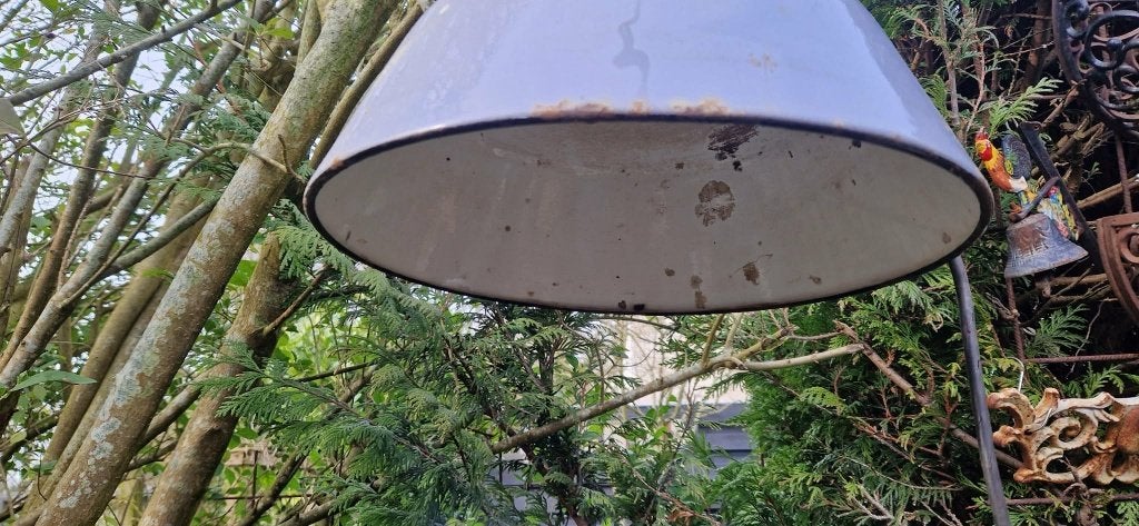 Prachtige antieke emaille Philips fabriekslamp( Brocante), Ophalen of Verzenden