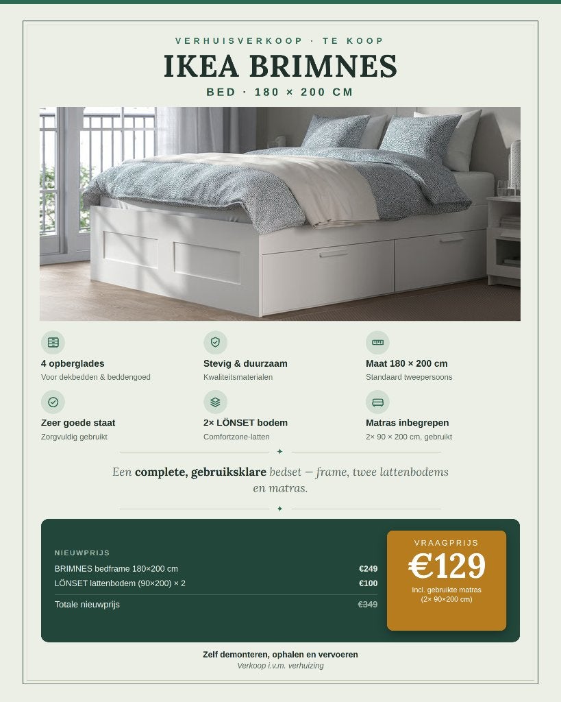Ikea Brimnes Bed-storage drawers & mattress, white,180x200cm, Ophalen, Verstelbaar, Wit, Tweepersoons