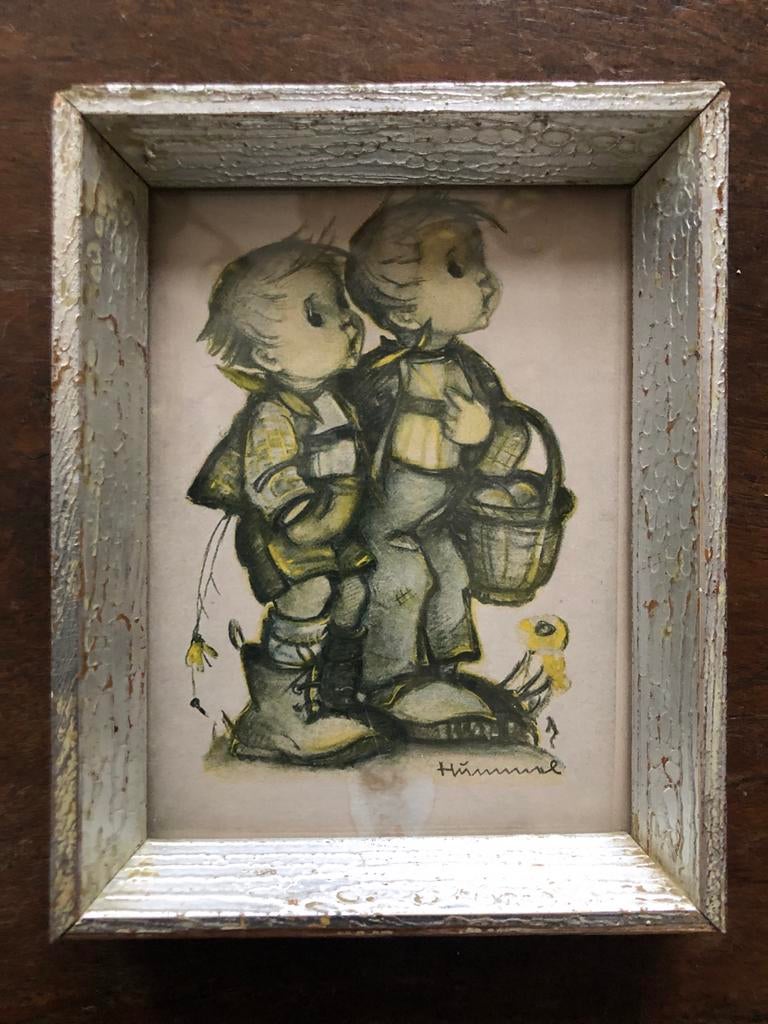 Vintage Hummel Lijstje met Twee Kinderen, Ophalen of Verzenden, Zo goed als nieuw, Voor 1940, Prent