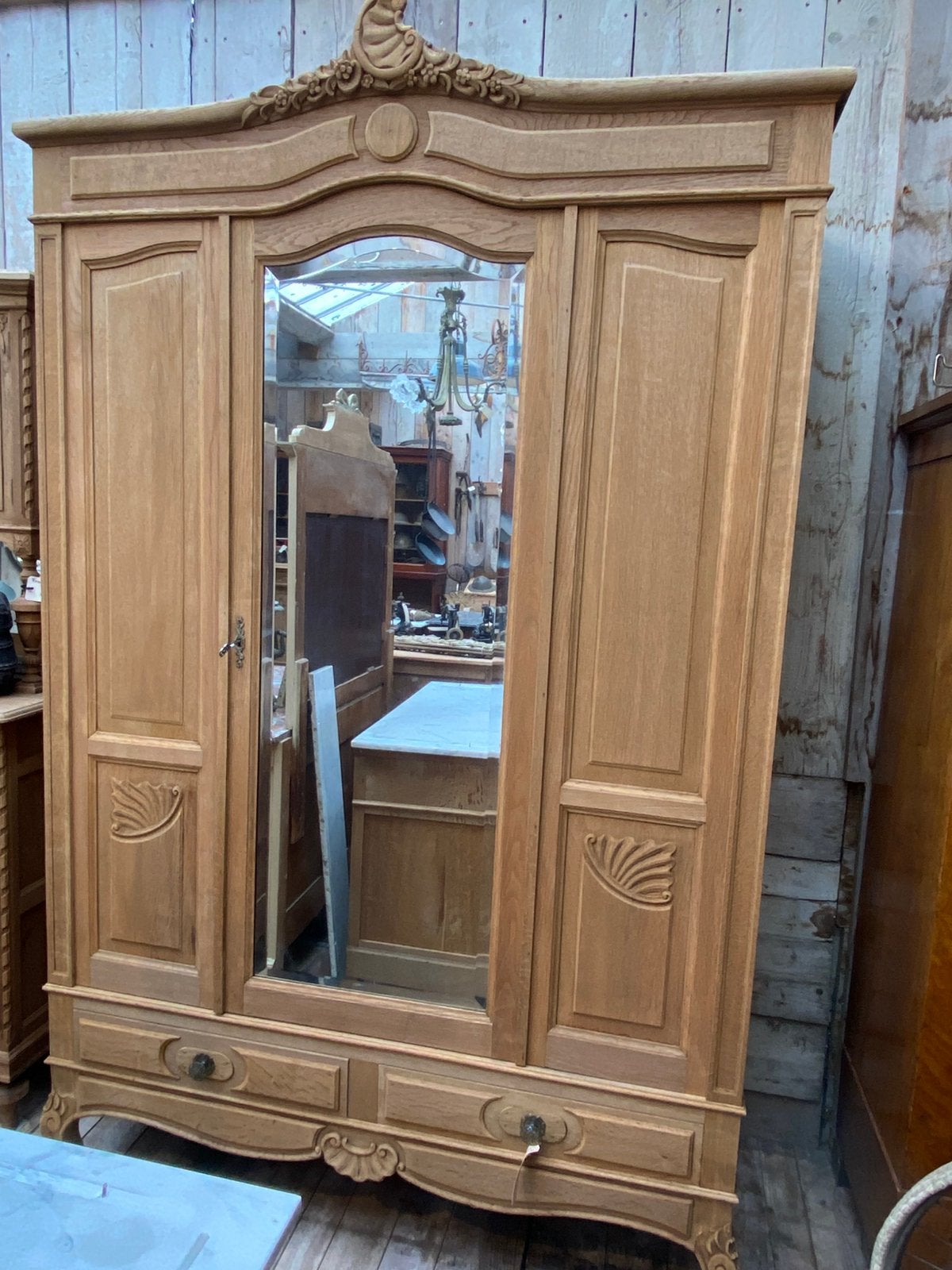 Demontabele Frans eiken kast kledingkast, Antiek en Kunst, Antiek | Meubels | Kasten, Ophalen