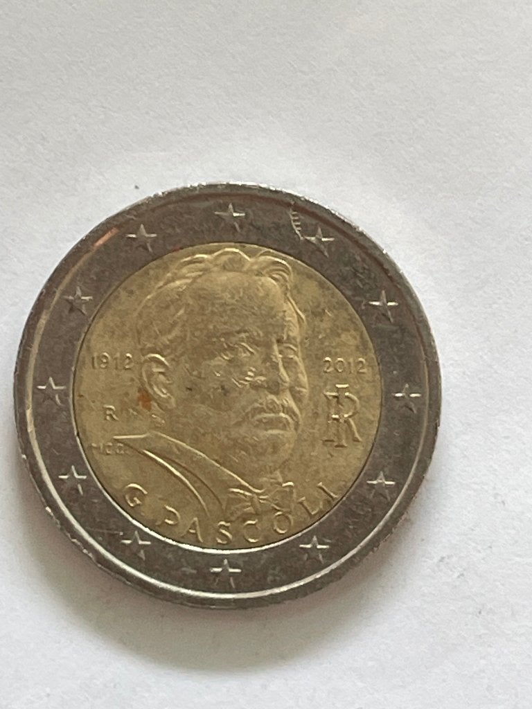 2 Euro munt Italië 2012 - Giovanni Pascoli, Ophalen of Verzenden, Italië, 2 euro, Losse munt