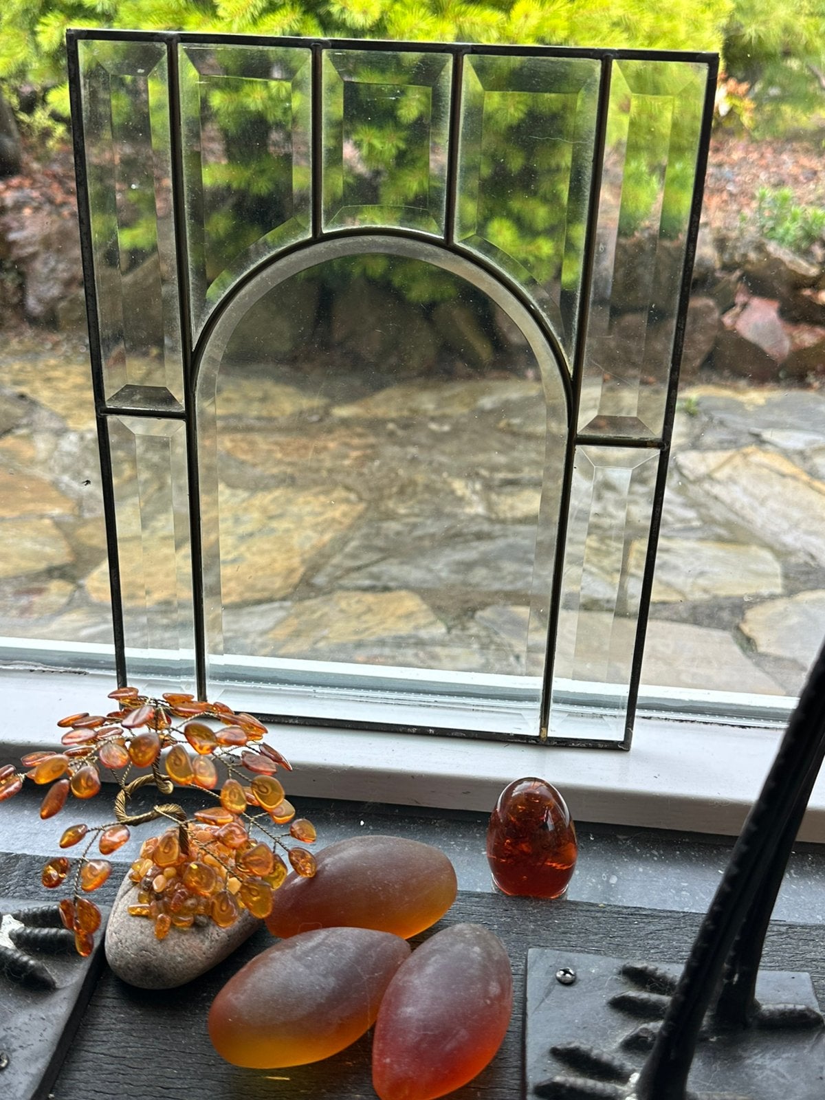 Oud klein Glas in Lood voorzet raam, Ophalen of Verzenden