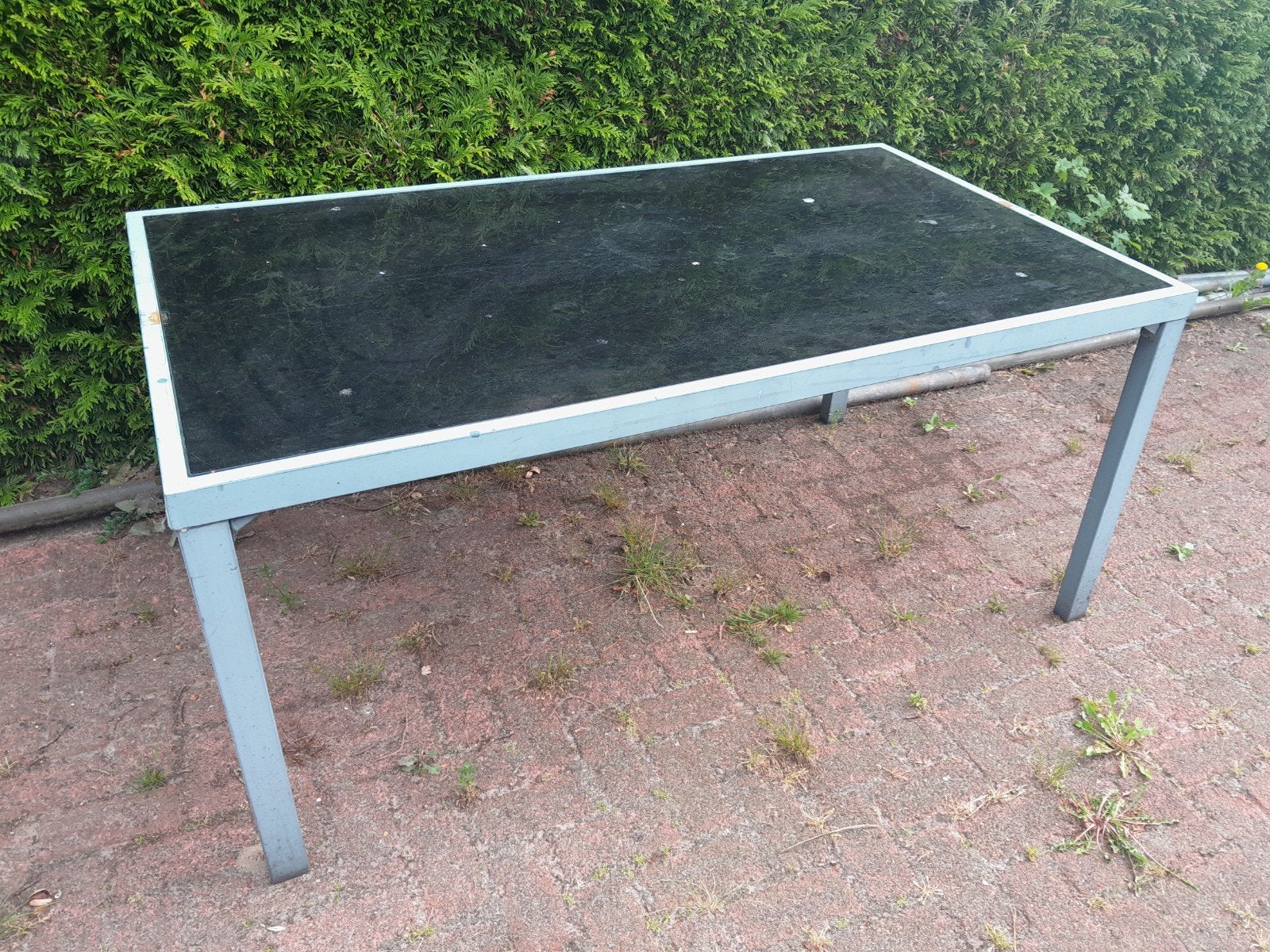 Aluminium tuintafel met glasplaat - Gebruikt, Ophalen, Gebruikt, Rechthoekig, Aluminium