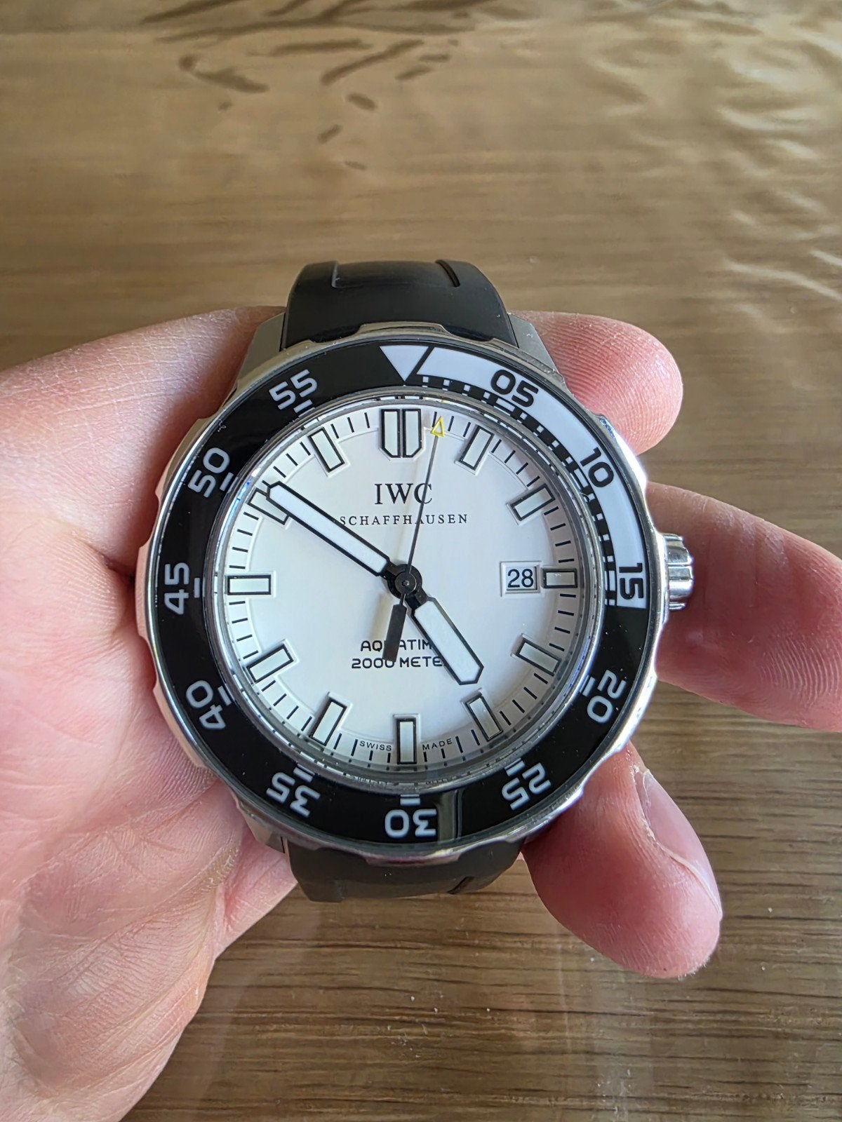 NIEUWSTAAT: IWC Aquatimer witte plaat, full set, Sieraden, Tassen en Uiterlijk, Horloges | Heren, Ophalen, Zo goed als nieuw, Staal