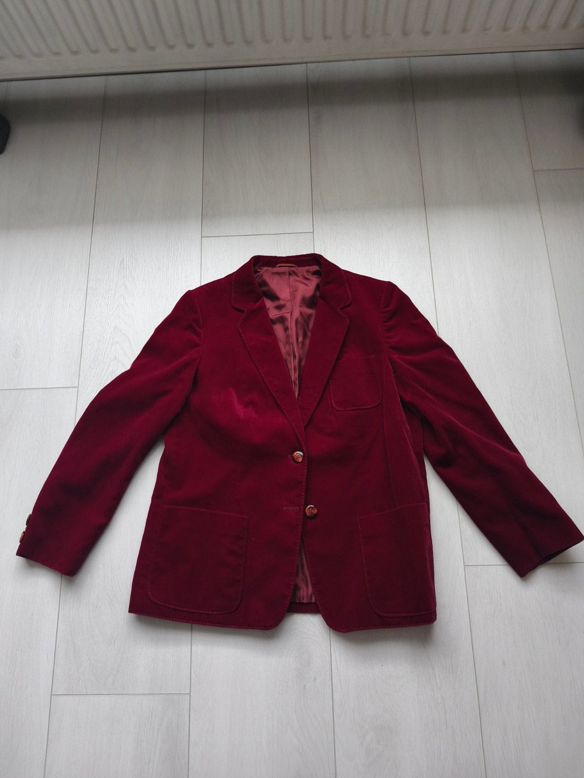Bordeaux fluwelen blazer, Maat 42/44 (L), Ophalen of Verzenden, Jasje, Gedragen