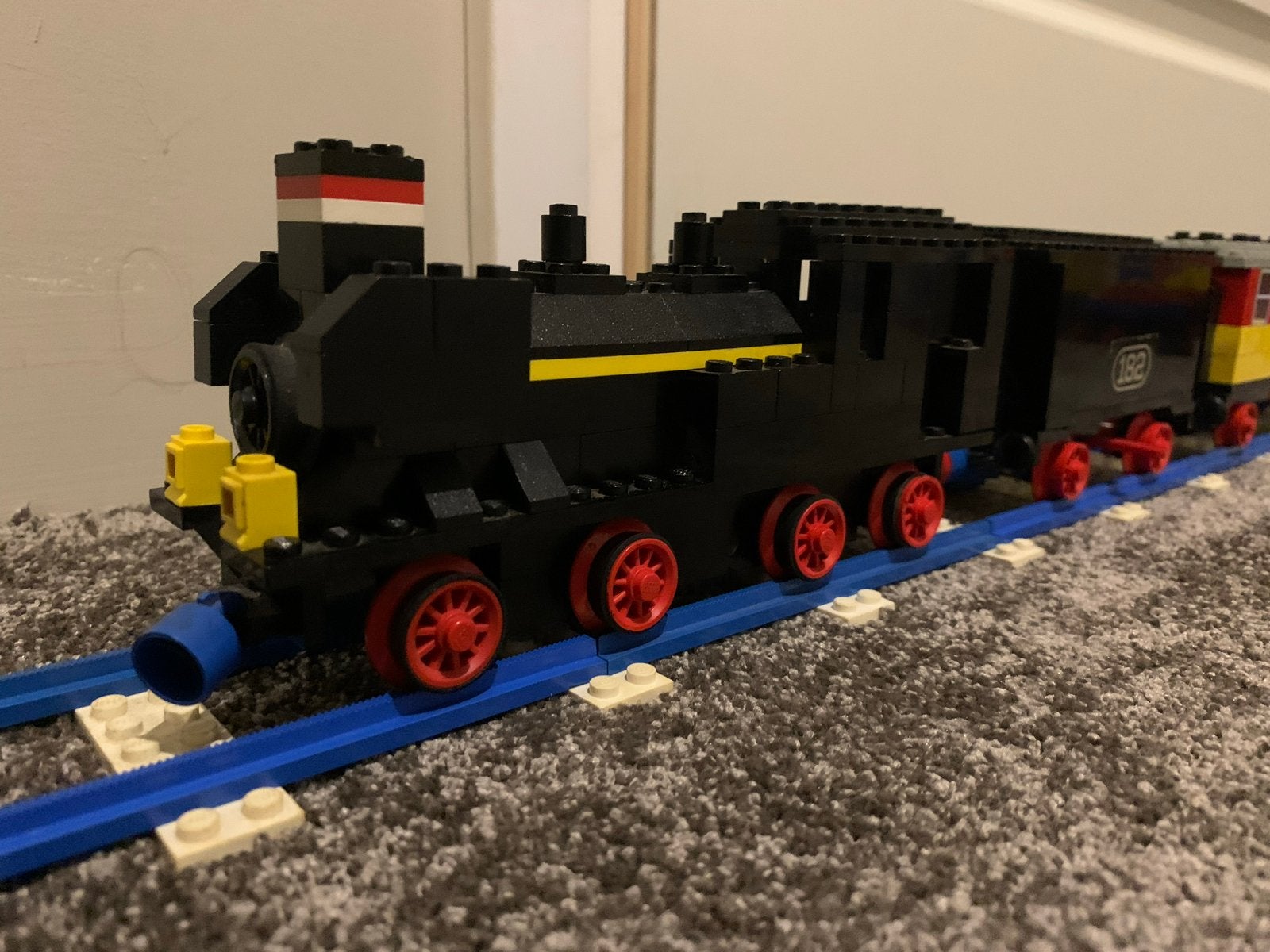 Vintage LEGO Trein 182 met Wagon en Passagierswagons, Gebruikt, Overige thema's, Lego, Ophalen of Verzenden