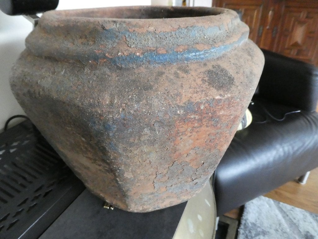 Antiek Terracotta   pot hand gemaakt, Ophalen