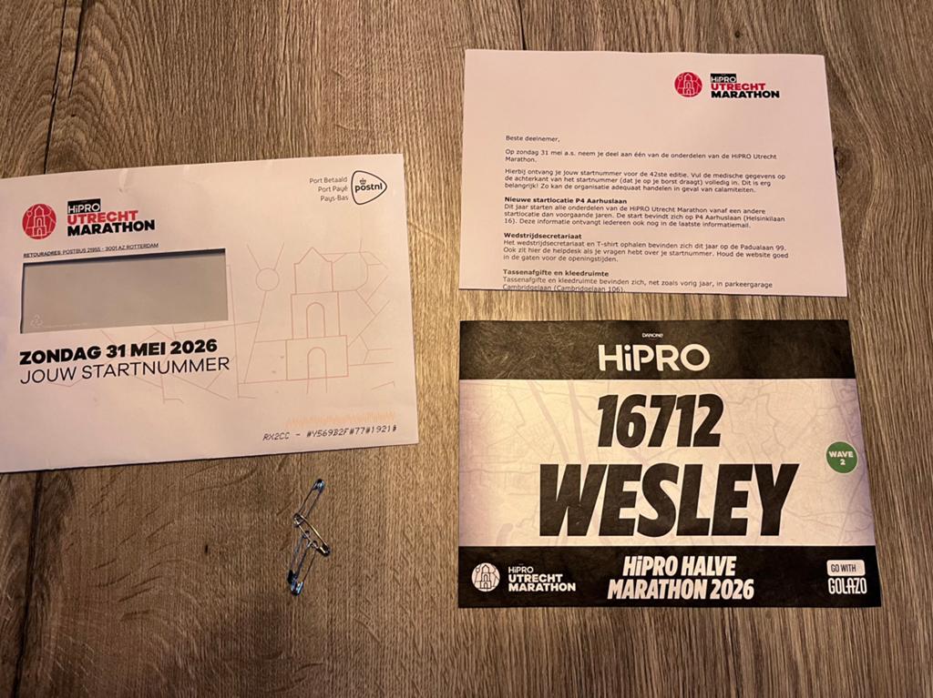 Startbewijs Hipro halve marathon Utrecht, Tickets en Kaartjes, Eén persoon, Mei
