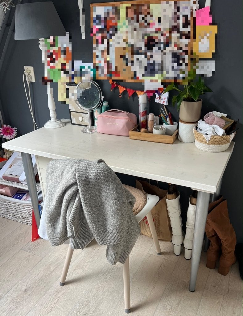 MOET WEG!! Zelfgemaakt wit bureau, Gebruikt, 120 cm, Hout, 57 cm