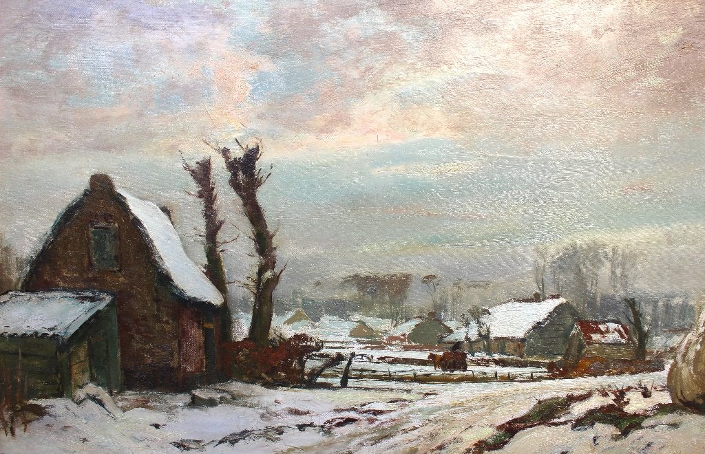 DAVID SCHULMAN , 1881-1966 WINTER IN LAREN, Antiek en Kunst, Doek, Impressionistisch, Ophalen of Verzenden, Landschap