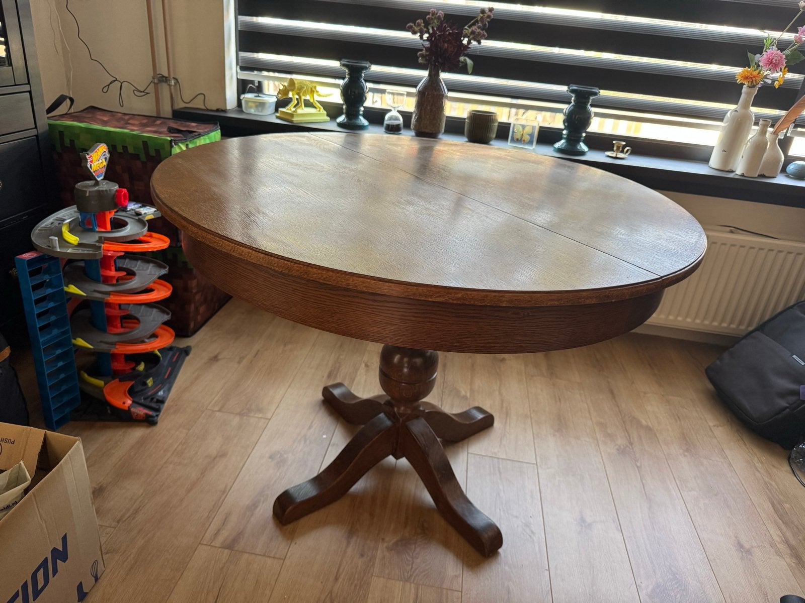 Ronde eettafel met middenpoot - 120cm diameter, Huis en Inrichting, Ophalen, Gebruikt, 100 tot 150 cm, Rond