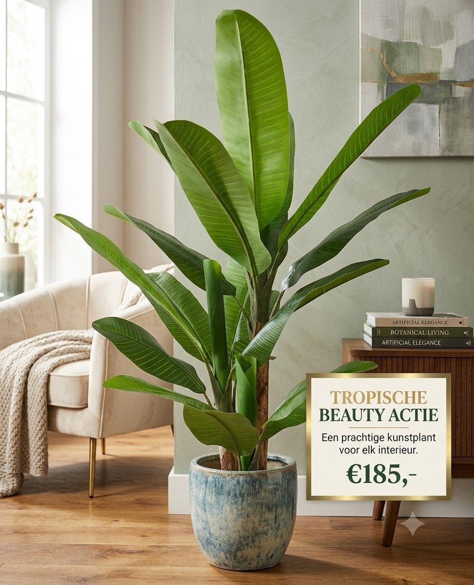 Banana tree Kunstbananenplant - 200 cm hoog, Groen, Groenstraat 10, 1234 AB Amsterdam, Nederland, Onderhoudsvrij, Kunstplant