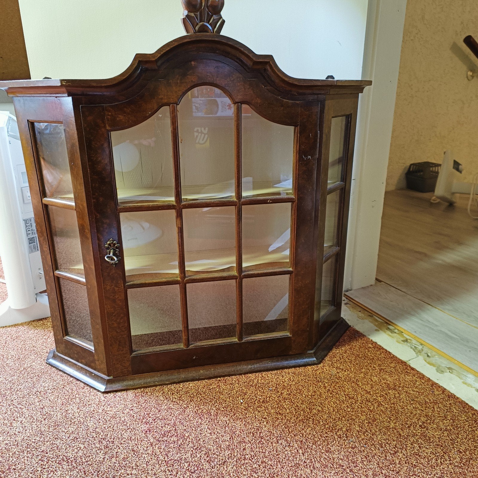 Antiek houten vitrinekast, Huis en Inrichting, Ophalen, 25 tot 50 cm, Minder dan 100 cm