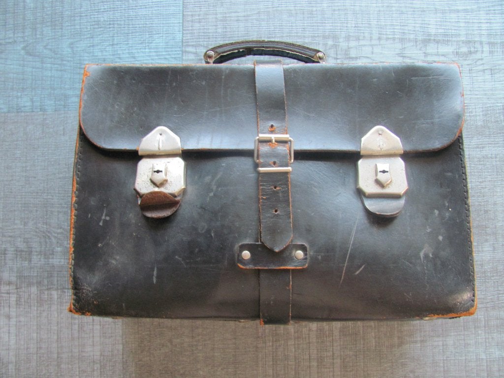 Oude aktetas - schooltas - vintage werkkoffer, Ophalen of Verzenden