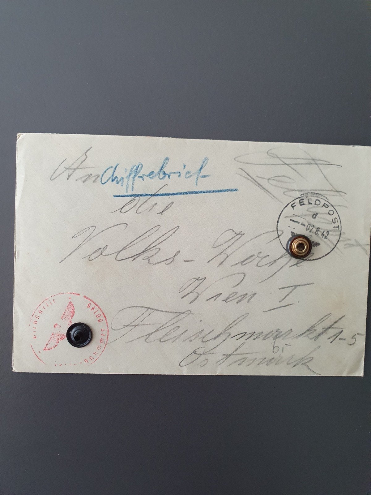 Feldpost Chiffre brief Org.Todt U-boot bunker La Rochelle, Ophalen of Verzenden, Duitsland, Foto of Poster