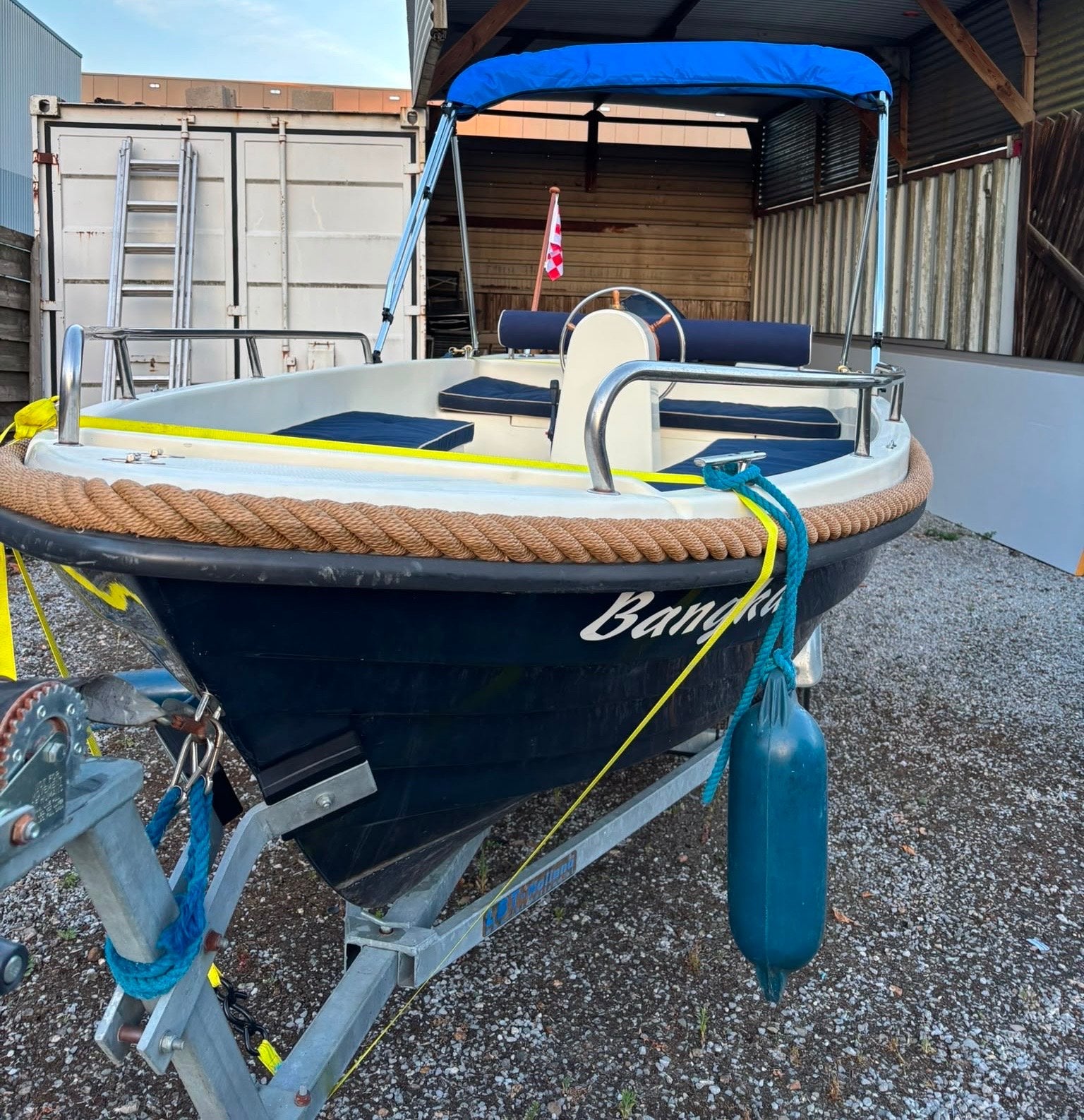 Garda 430 De Luxe met 15 pk Selva 4-takt en kanteltrailer, Watersport en Boten, Overige merken, Gebruikt, Buitenboordmotor, Biminitop