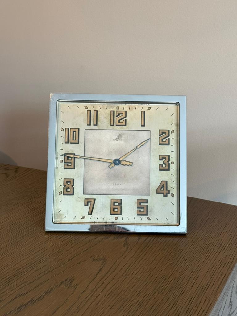 Omega Art Deco 8 Days bureauklok / tafelklok – ca. 1930, Antiek en Kunst, Antiek | Klokken, Ophalen