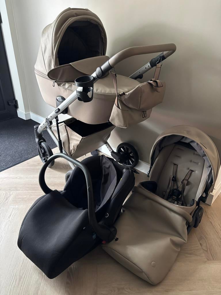 Anex complete kinderwagen taupe/beige, Kinderen en Baby's, Kinderwagens en Combinaties, Gebruikt, Combiwagen, Verstelbare duwstang