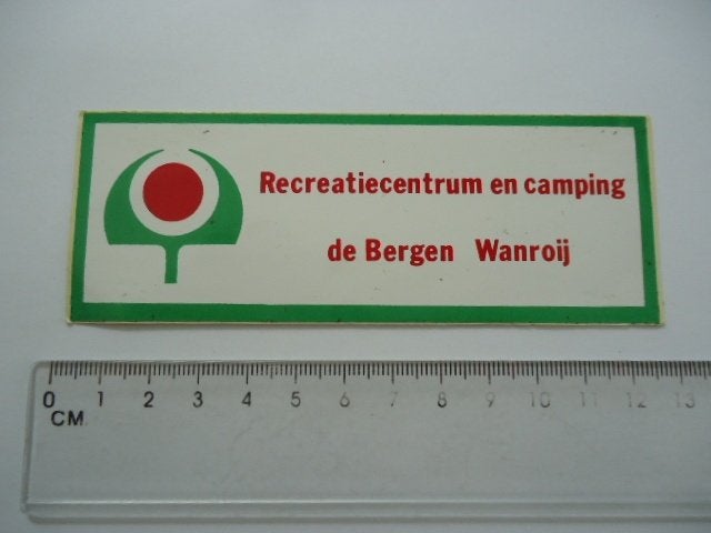 sticker oud WANROIJ De BERGEN camping retro camper kamperen, Verzenden, Zo goed als nieuw, Bedrijf of Vereniging