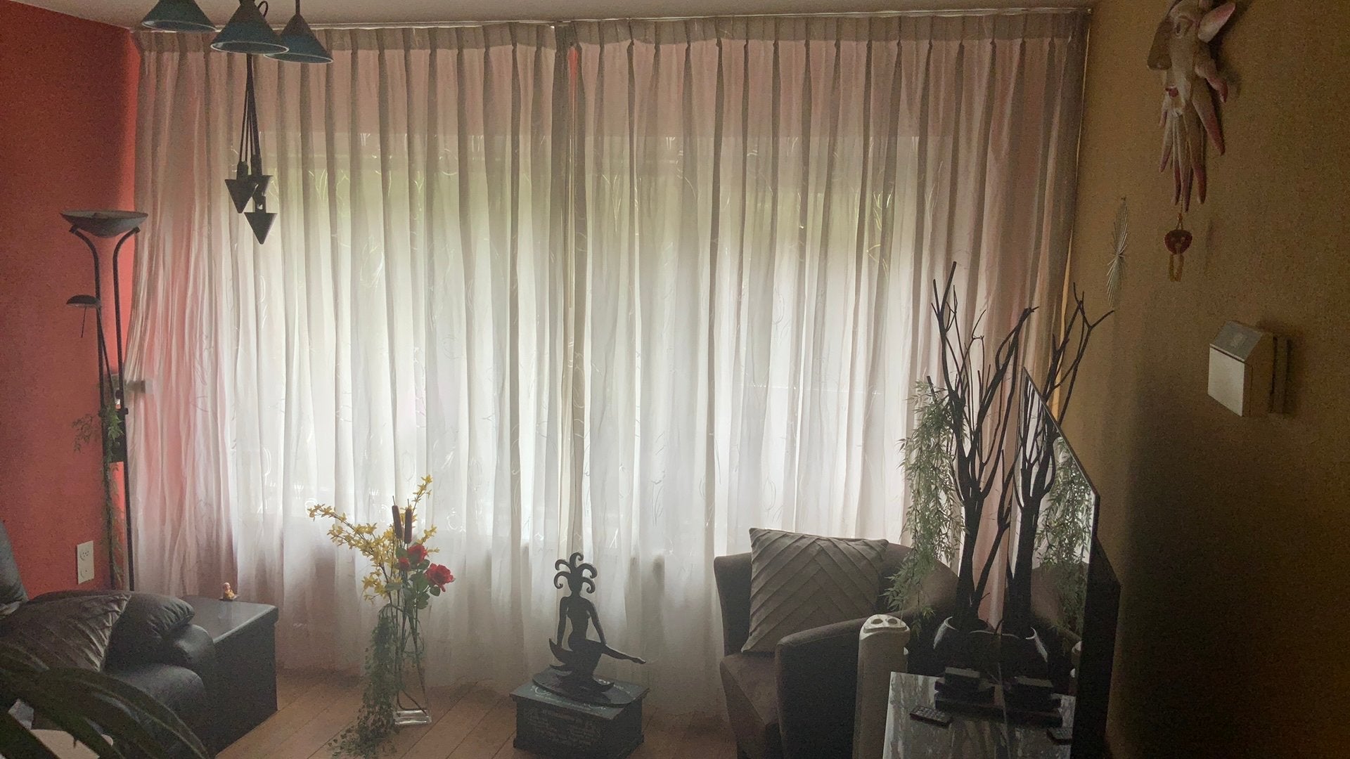 Inbetween vitrage met bloemmotief 320 breed x 250 hoog, Ophalen of Verzenden, Zo goed als nieuw