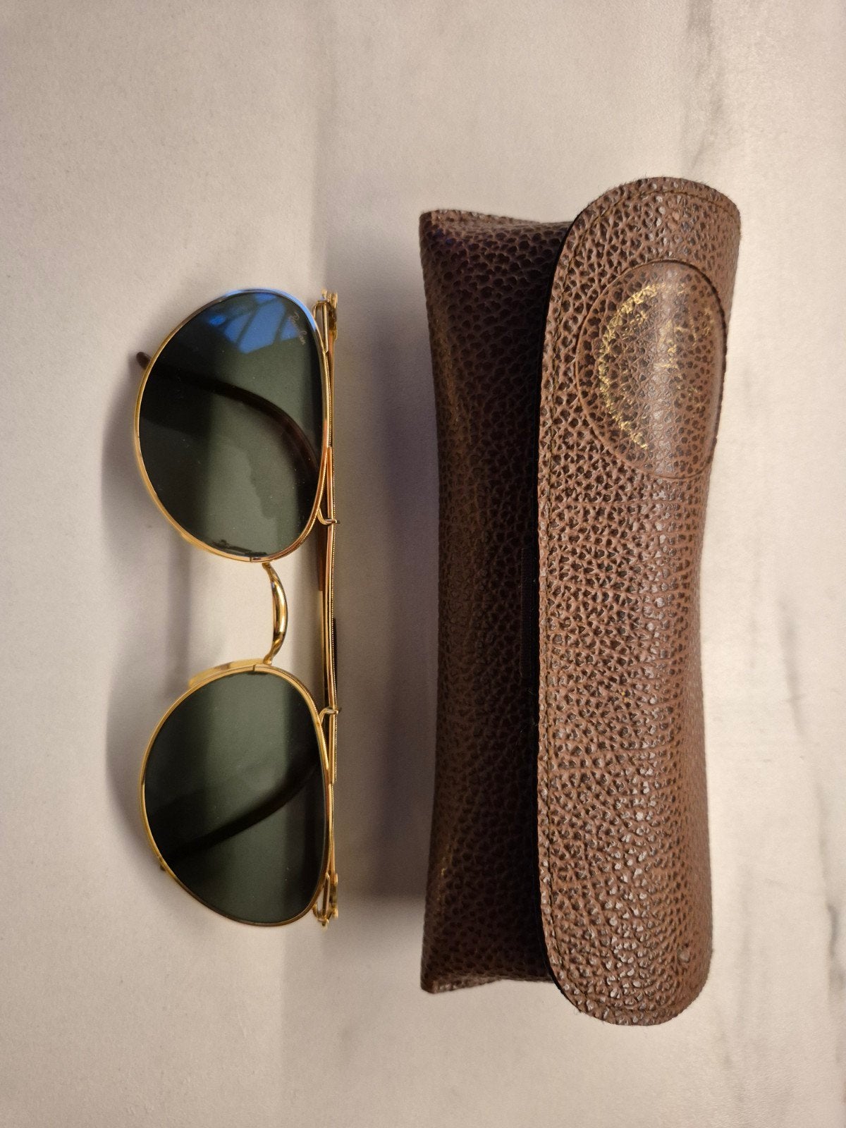 Ray-Ban B&L Vintage Zonnebril Goudkleurig met Groene Glazen, Zonnebril, Ophalen of Verzenden, Zo goed als nieuw, Ray-Ban