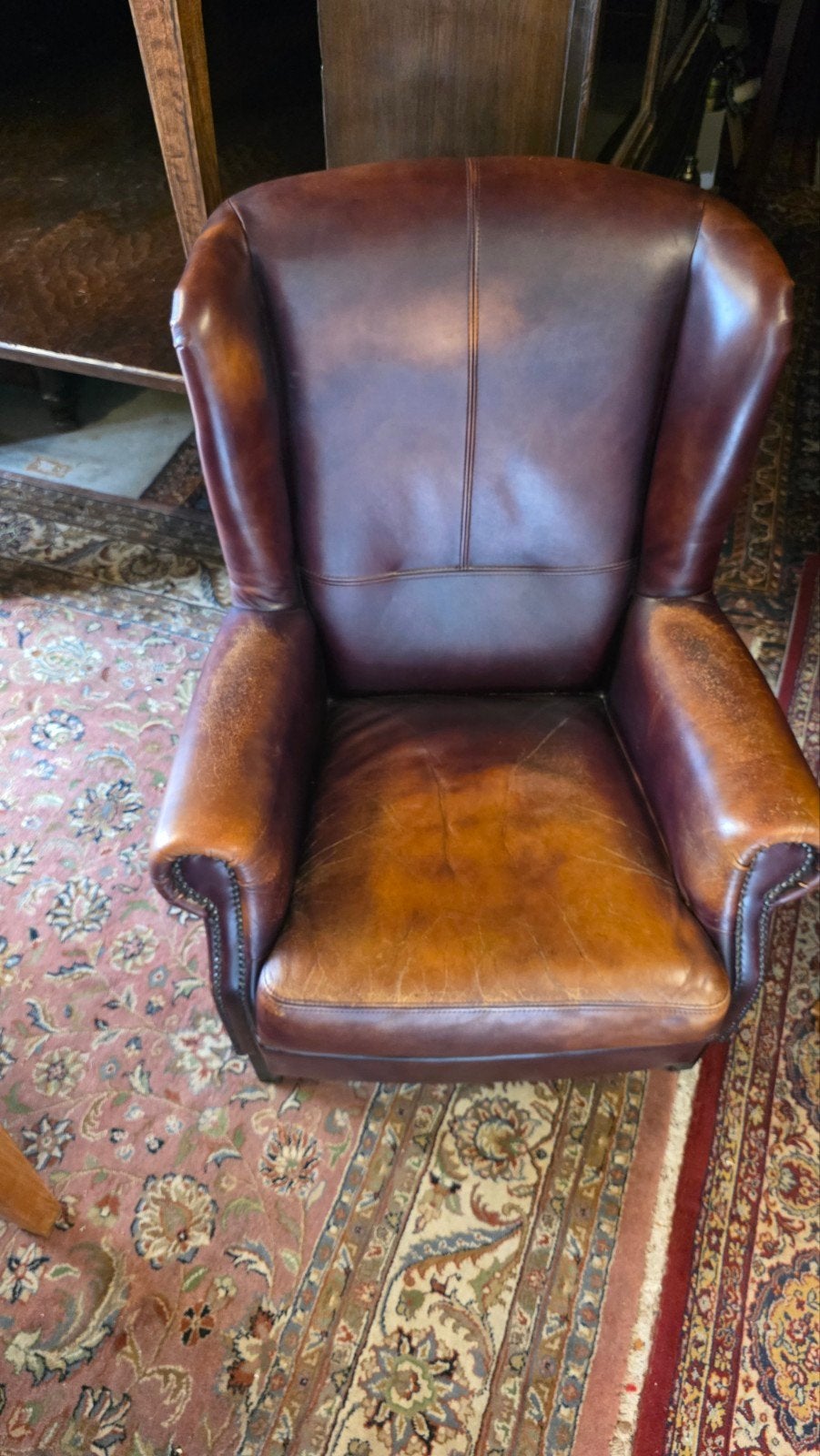 Bruine lederen oorfauteuil, Ophalen