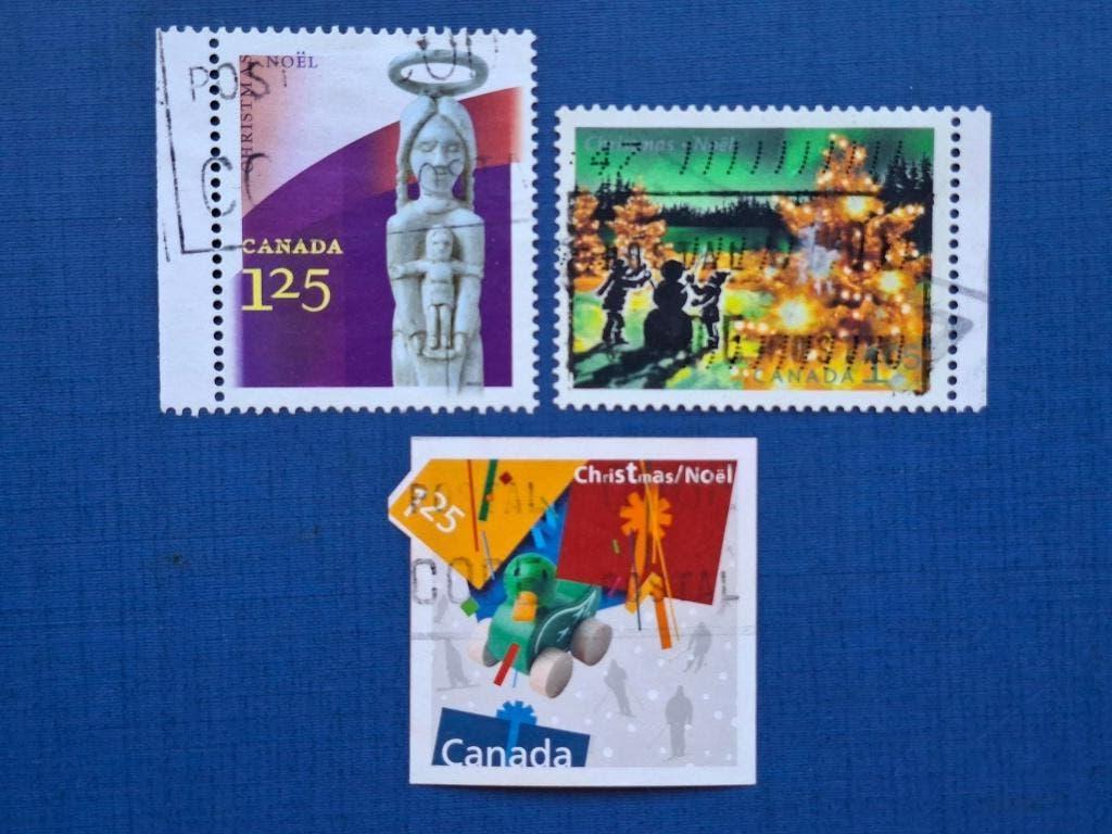 Postzegel Canada 2001 2002 en 2003 3 Kerstzegels 07-05, Postzegels en Munten, Ophalen of Verzenden, Gestempeld, Noord-Amerika