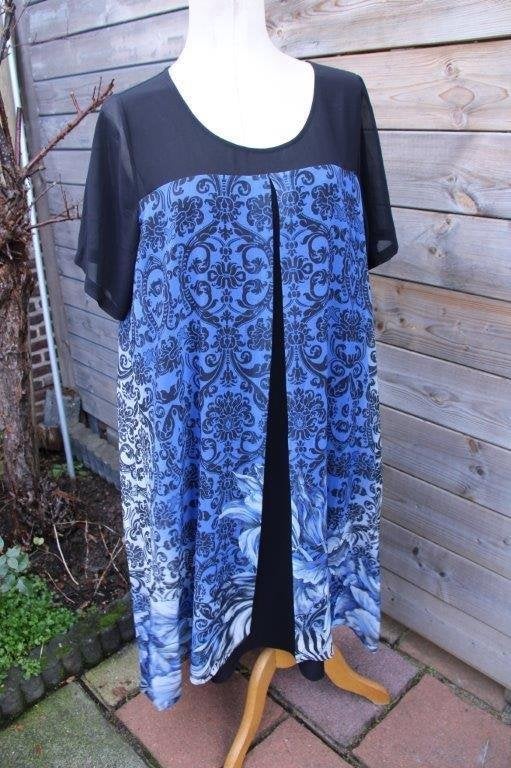 Jurk zwart/ blauw/ grijs Yoek mt 42/44 Vaste prijs, Yoek, Blauw, Maat 42/44 (L), Ophalen of Verzenden