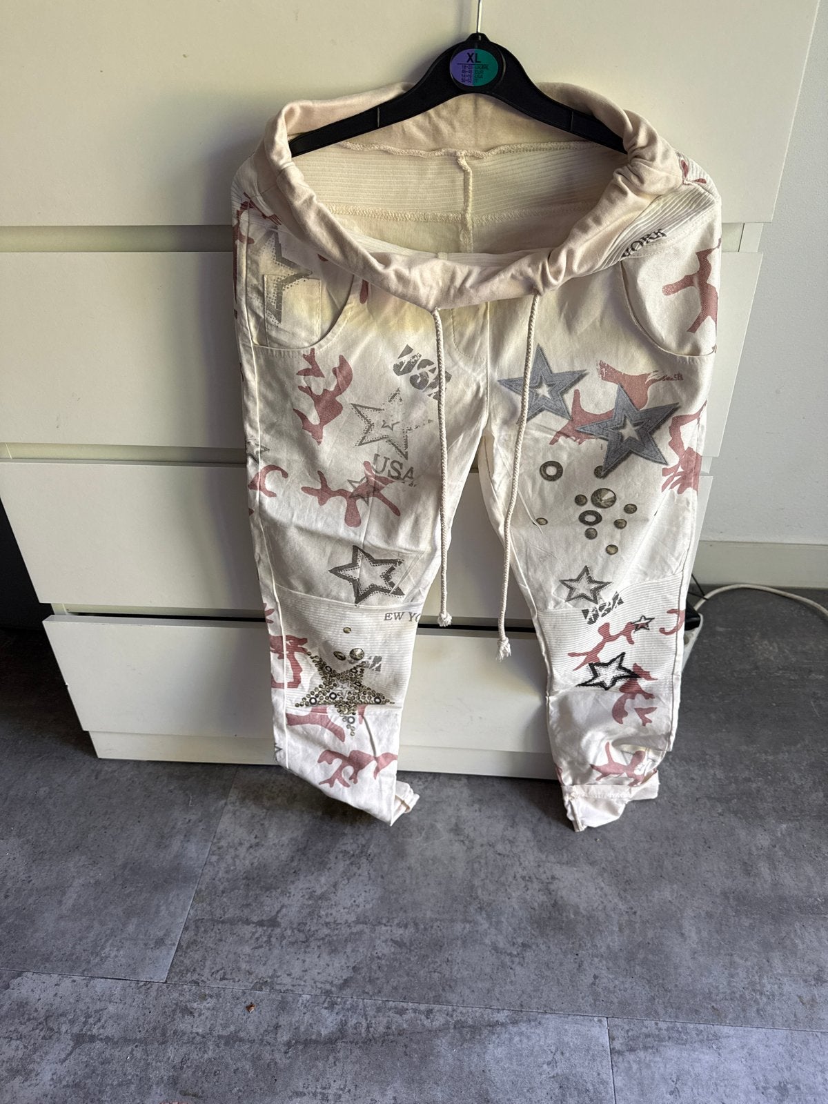 Made in Italy broek m/l, Maat 38/40 (M), Beige, Ophalen of Verzenden, Lang
