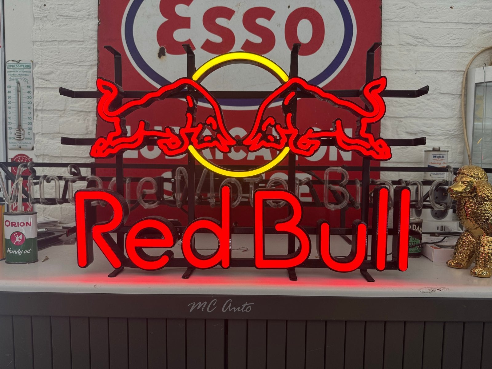 Red Bull Neon LED Lichtbak Reclamebord, Ophalen, Gebruikt, Lichtbak of (neon) lamp
