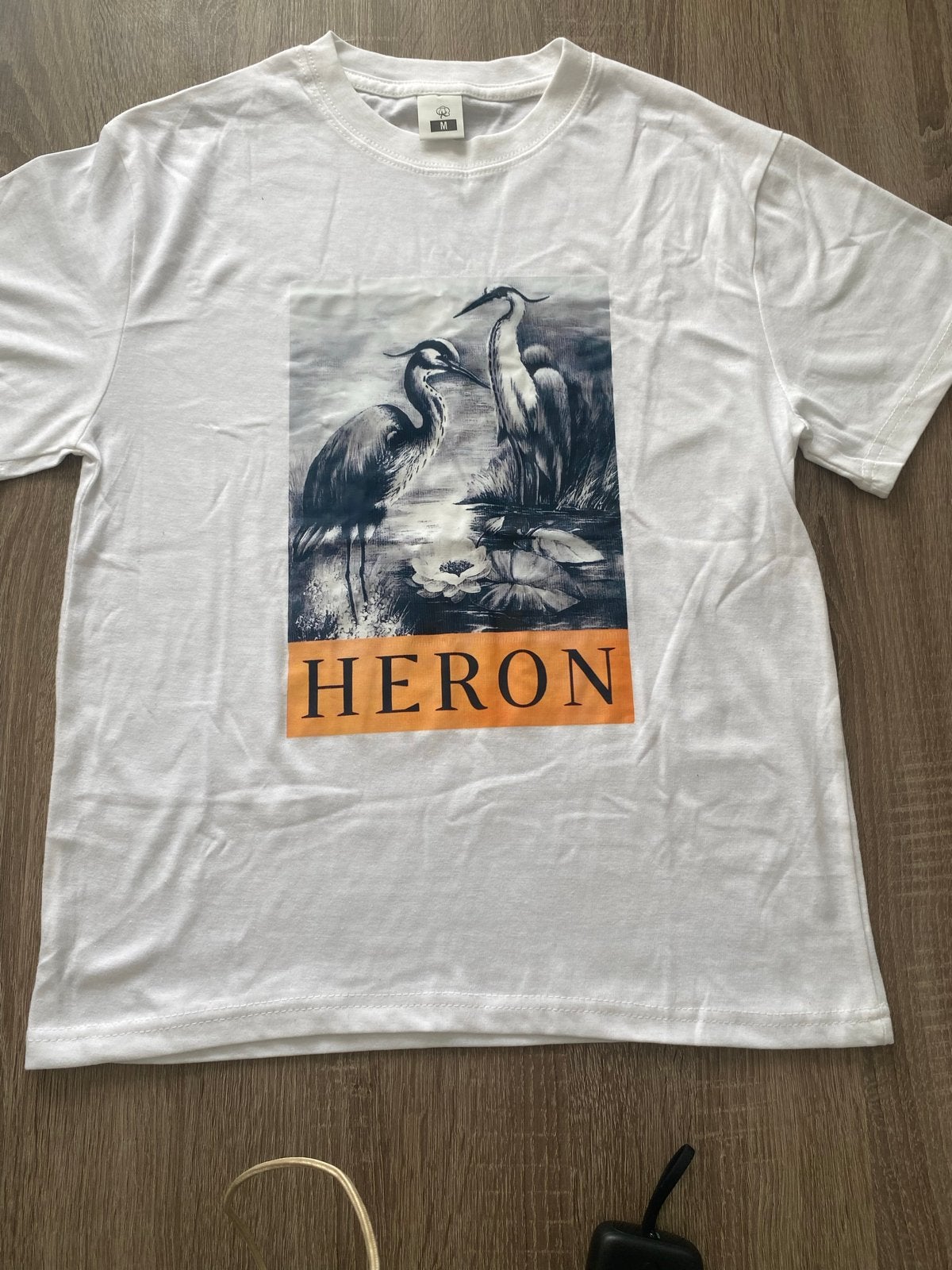 Wit T-shirt met Heron print - Maat M, Maat 38/40 (M), Wit, Nieuw, Ophalen of Verzenden