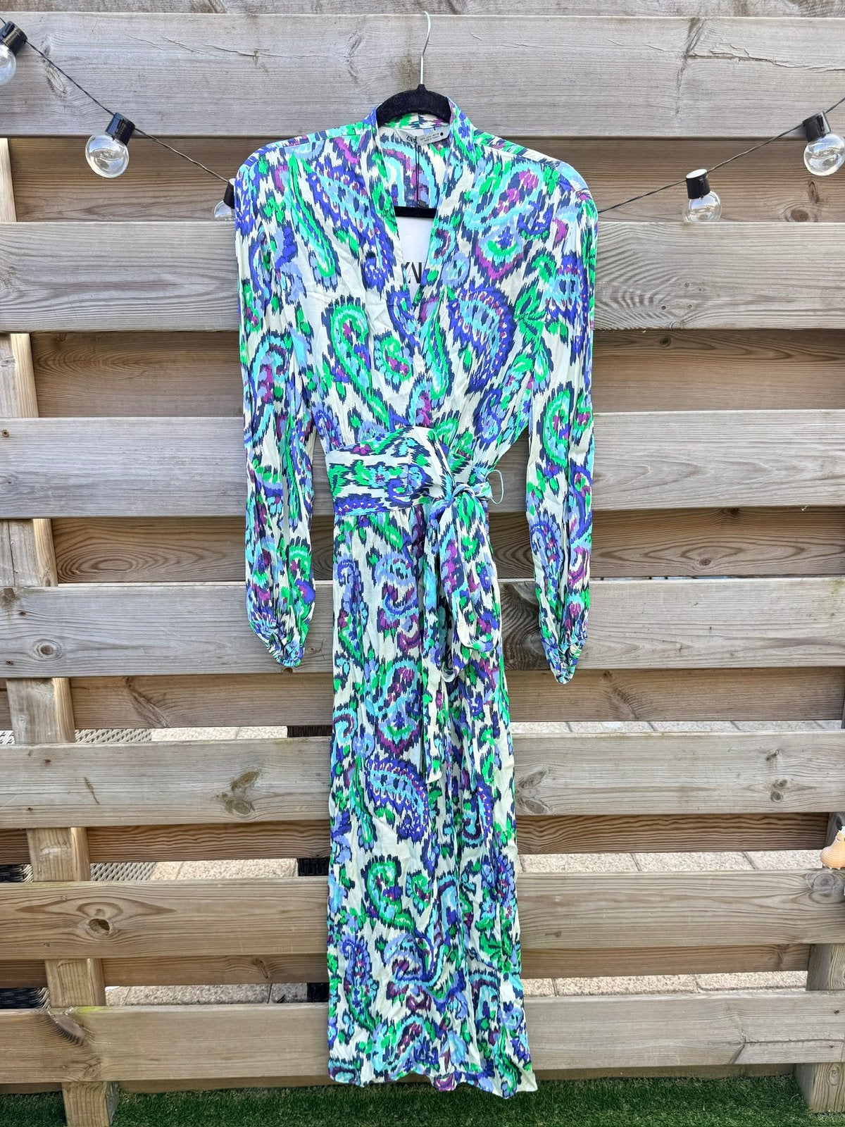 Zara | Wikkeljurk blauw groen paars | Maat L, Maat 42/44 (L), Nieuw, Onder de knie, Verzenden