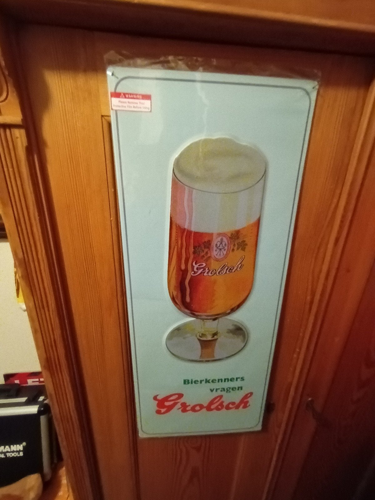 Vintage Grolsch Reclamebord Bierkenners Vragen Grolsch, Verzamelen, Biermerken, Gebruikt, Ophalen of Verzenden