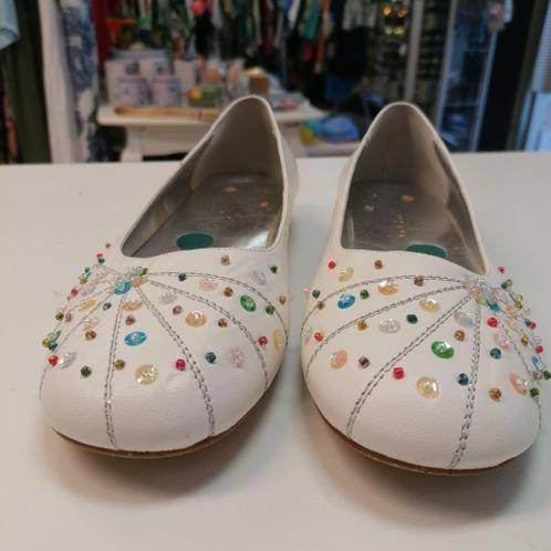 Invito wit leren ballerina schoenen + steentjes 40 nr 39314, ., Wit, Zo goed als nieuw, Invito