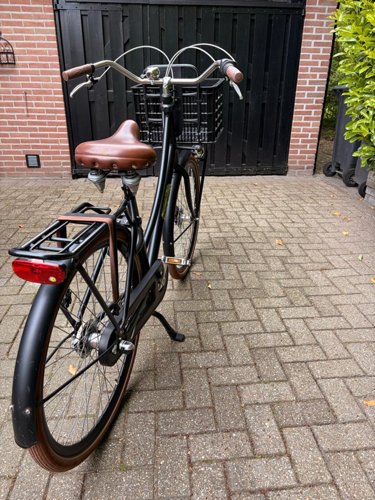 Nette damesfiets met mand en bruine accenten, Terugtraprem, Gebruikt, Versnellingen, 50 tot 53 cm