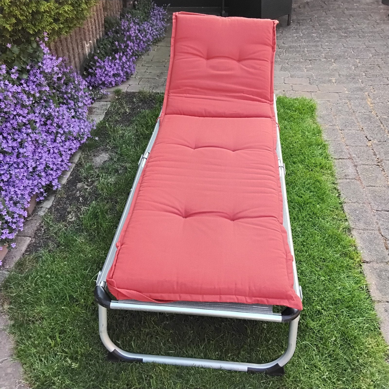 Aluminium verstelbaar ligbed met kussen Sun Garden, Ophalen of Verzenden, Aluminium, Verstelbaar