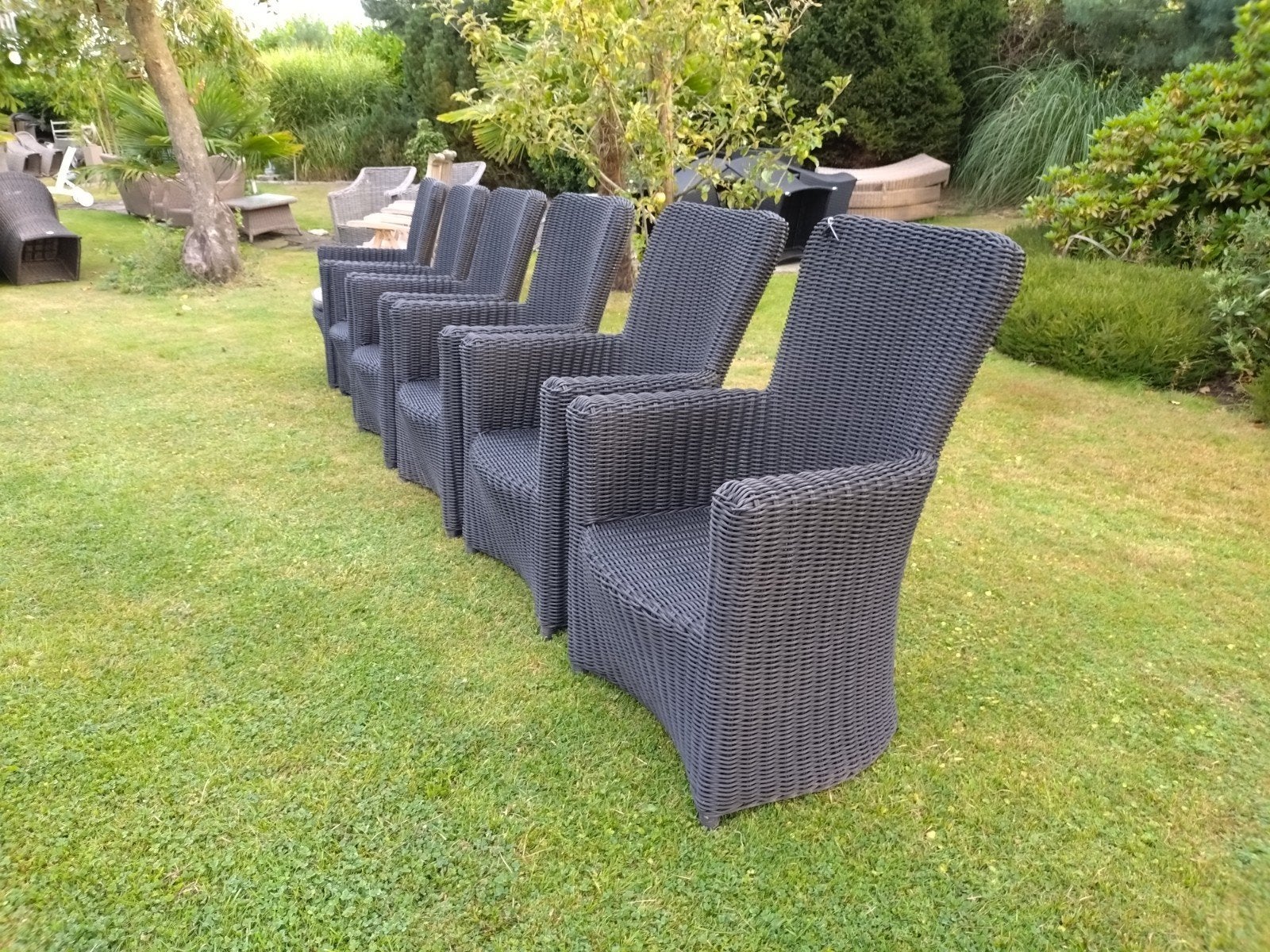 Set van 6 mooie wicker tuinstoelen., Ophalen, Gebruikt, Wicker