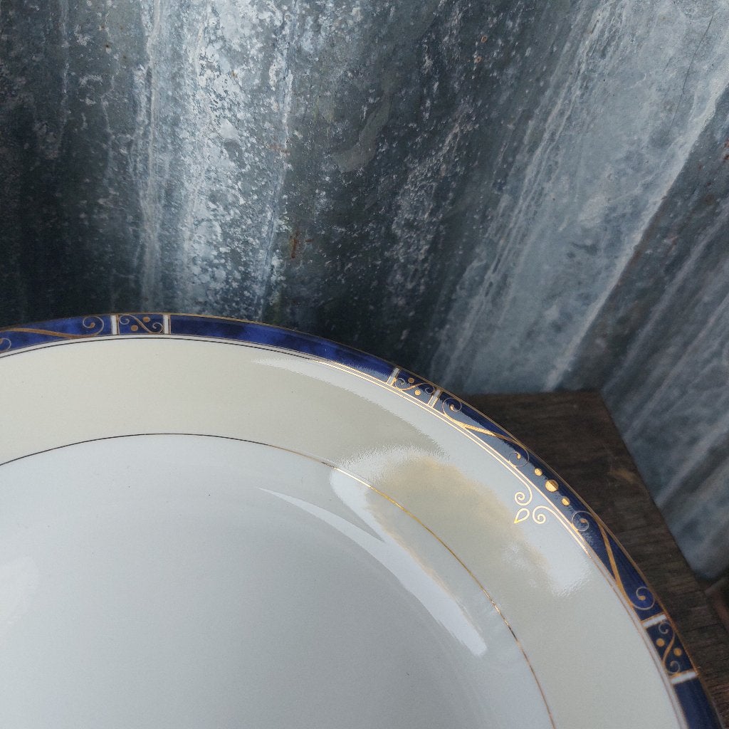 papbord Philippe Deshoulieres, decor scala blue gold filet, Ophalen of Verzenden