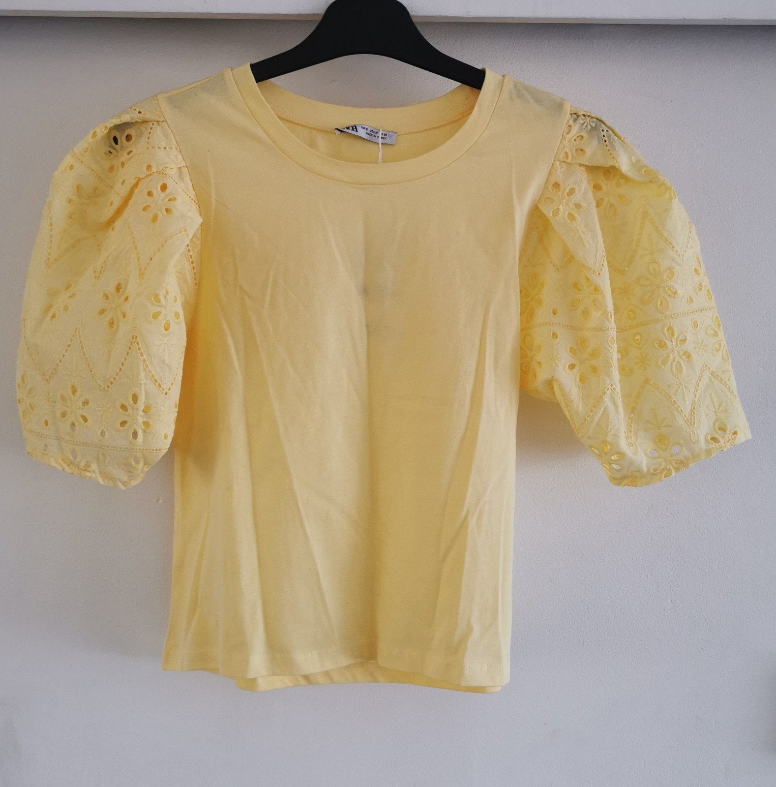 ZARA top met ballonmouwen mt. L, Verzenden, Zara, Geel, Maat 42/44 (L)