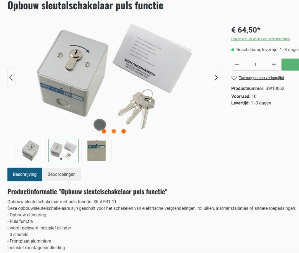 Sleutelschakelaar APB1-1T, APB1-2T Nieuw, Ophalen of Verzenden, Nieuw, Schakelaar