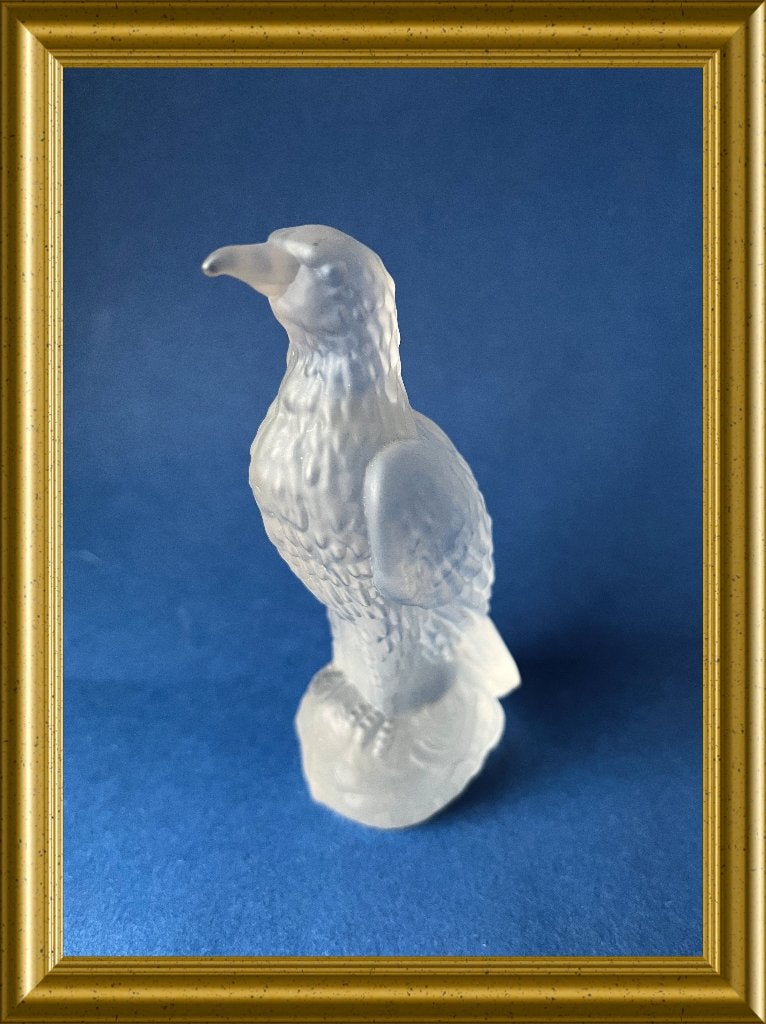 Vintage glazen beeldje: vogel, adelaar, matglas/ satijnglas, Antiek en Kunst, Ophalen of Verzenden