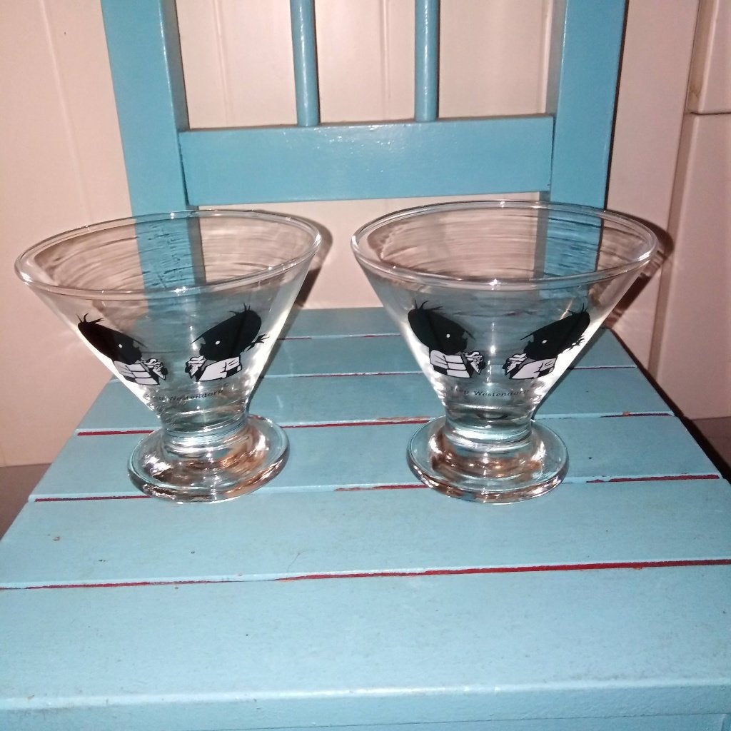 Jip en Janneke ijscoupes/glaasjes Fiep Westendorp 2 stuks, Ophalen, Glas of Glazen, Gebruikt, Glas