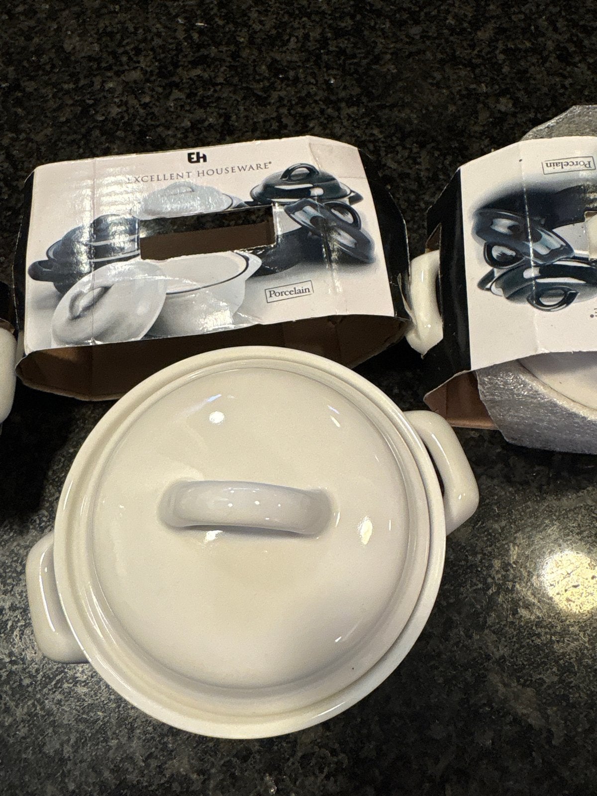 Set van 3 Excellent Houseware porseleinen ovenschaaltjes, Overige typen, Nieuw, Ophalen of Verzenden, Steen/keramiek