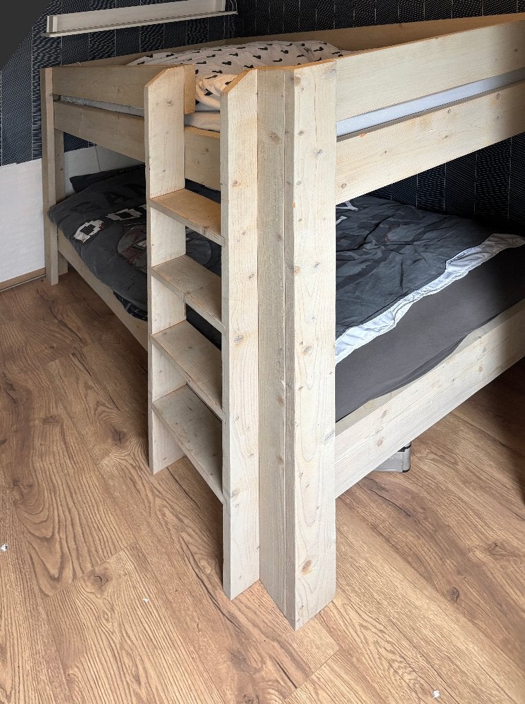 Steigerhouten stapelbed, Huis en Inrichting, Ophalen, 160 tot 180 cm, Tweepersoons, 200 cm