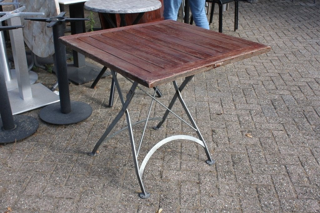6x terrastafel klaptafel tuintafel metaal teakhout horeca, Ophalen, Gebruikt