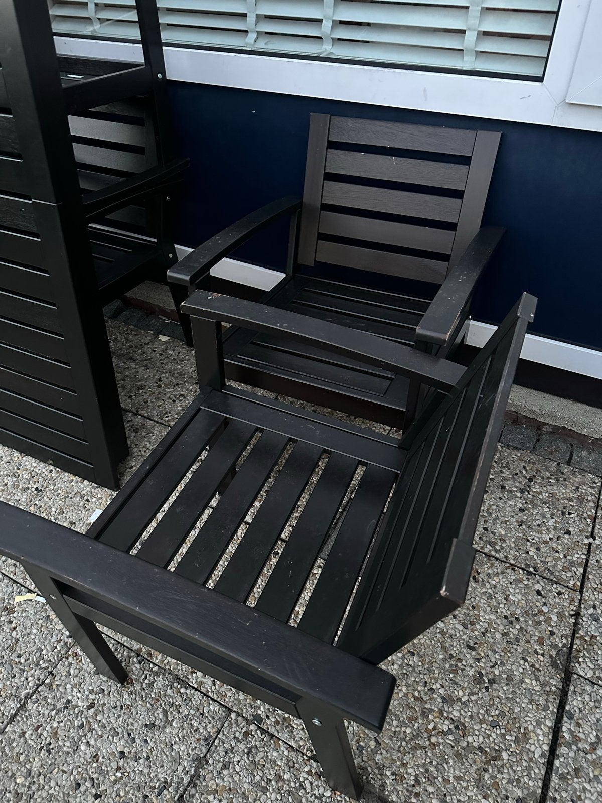 Houten tuinset met 4 stoelen en tafel, Ophalen of Verzenden, Gebruikt, Hout, Stapelbaar