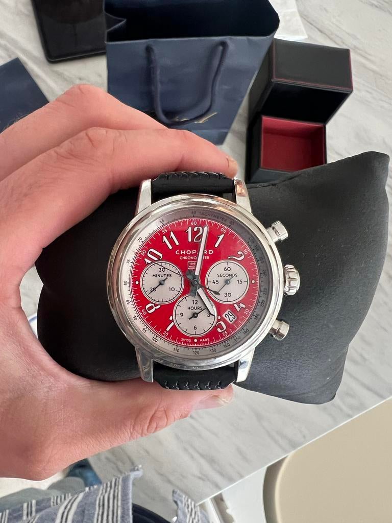 Chopard Mille Miglia Chronograph Limited Edition - Rood, Sieraden, Tassen en Uiterlijk, Horloges | Heren, Gebruikt, Staal, Polshorloge
