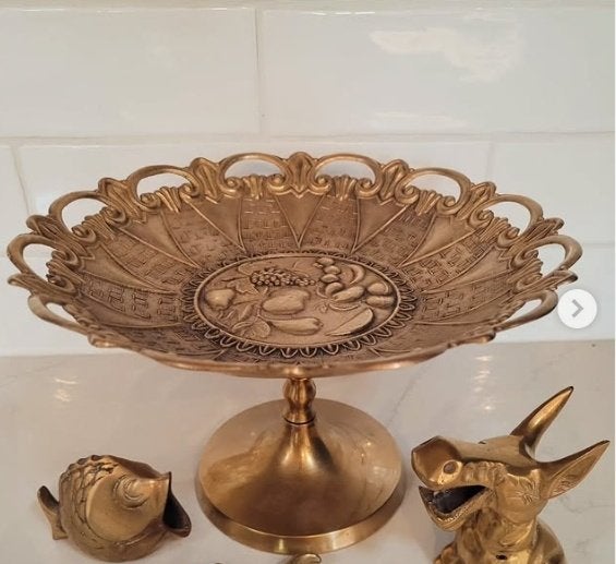 Vintage koperen fruitschaal, Ophalen of Verzenden, Koper