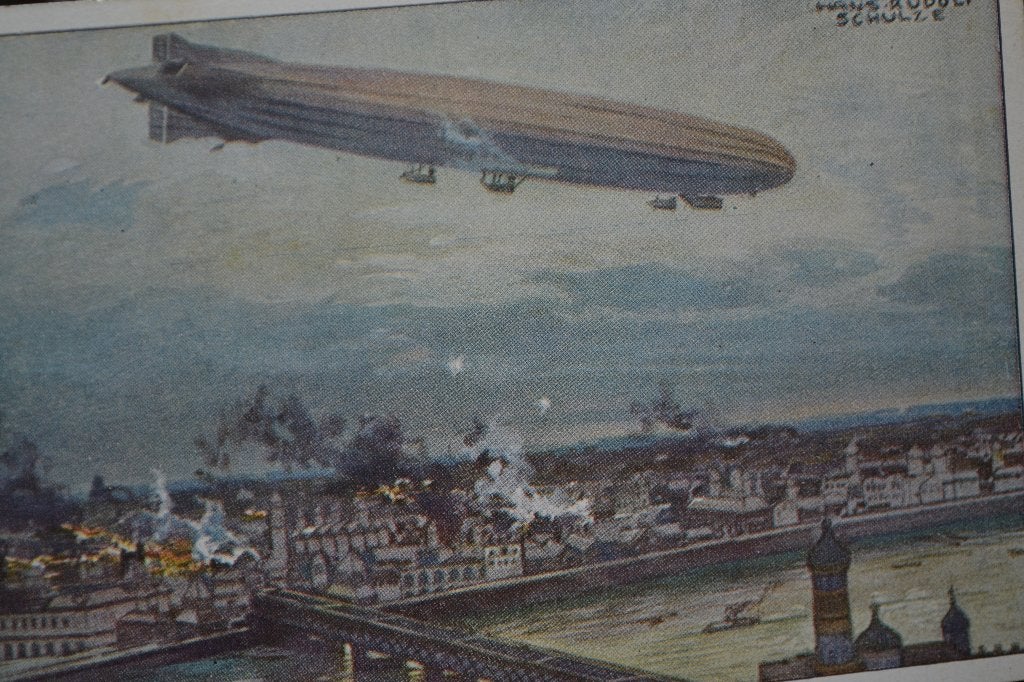dld  ww1 1914 luchtballon zeppelin bombardement warschau, Ophalen of Verzenden, Voor 1920, Ongelopen, Sterren en Beroemdheden