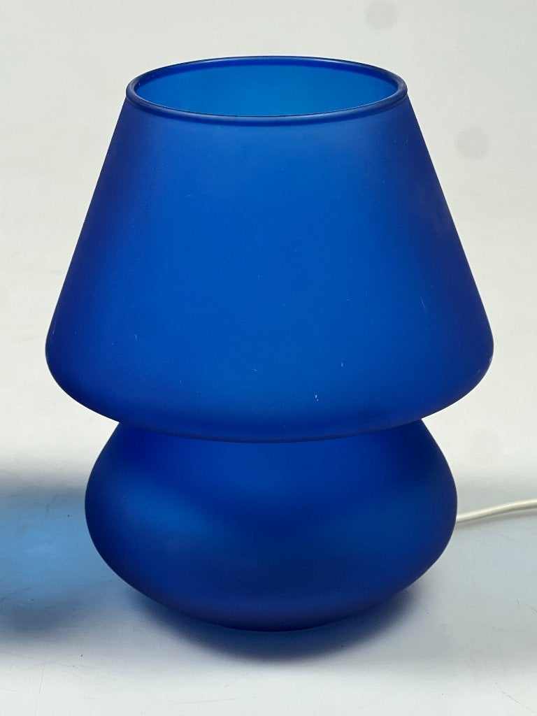 Vintage Set Glazen Blauwe Mushroom Lampen, Habitat, 1980's, Huis en Inrichting, Gebruikt, Onbekend, Ophalen of Verzenden, Glas